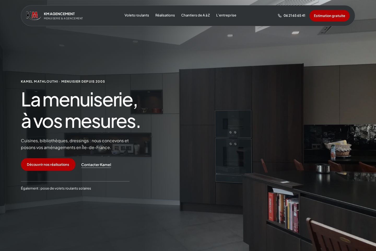 Aperçu du site réalisé pour KM Agencement